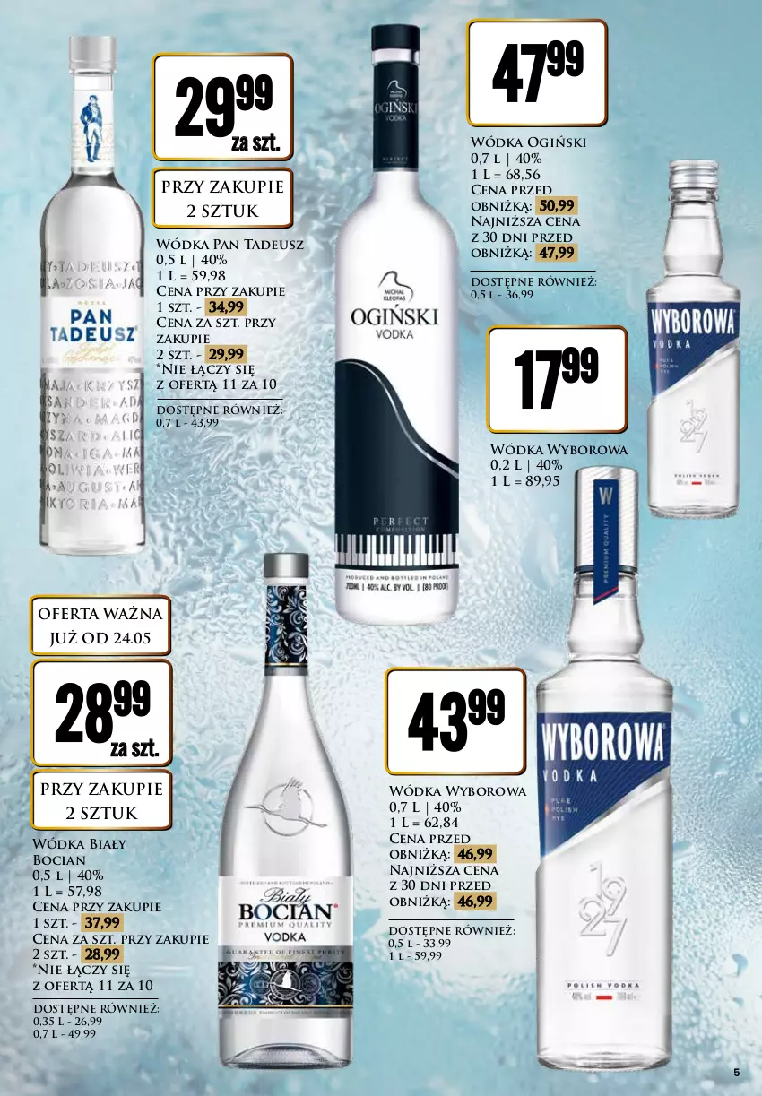 Gazetka promocyjna Dino - Katalog alkoholowy / maj 2024 - ważna 27.05 do 01.06.2024 - strona 5 - produkty: Biały Bocian, Ogiński, Wódka, Wyborowa