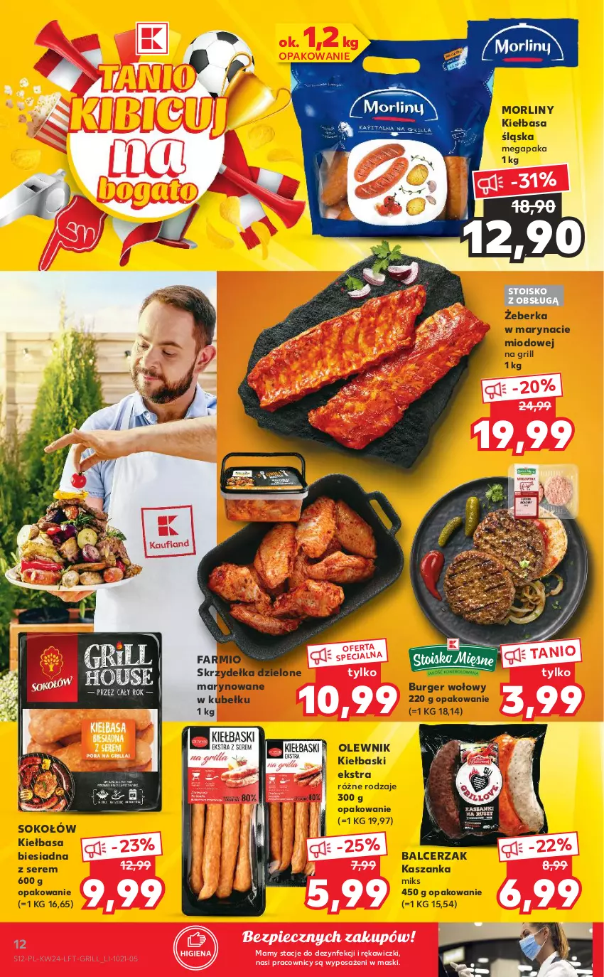 Gazetka promocyjna Kaufland - OFERTA TYGODNIA - ważna 17.06 do 23.06.2021 - strona 12 - produkty: Burger, Fa, Grill, Kasza, Kaszanka, Kiełbasa, Kiełbasa biesiadna, Kiełbasa śląska, Morliny, Olewnik, Piec, Ser, Sok, Sokołów