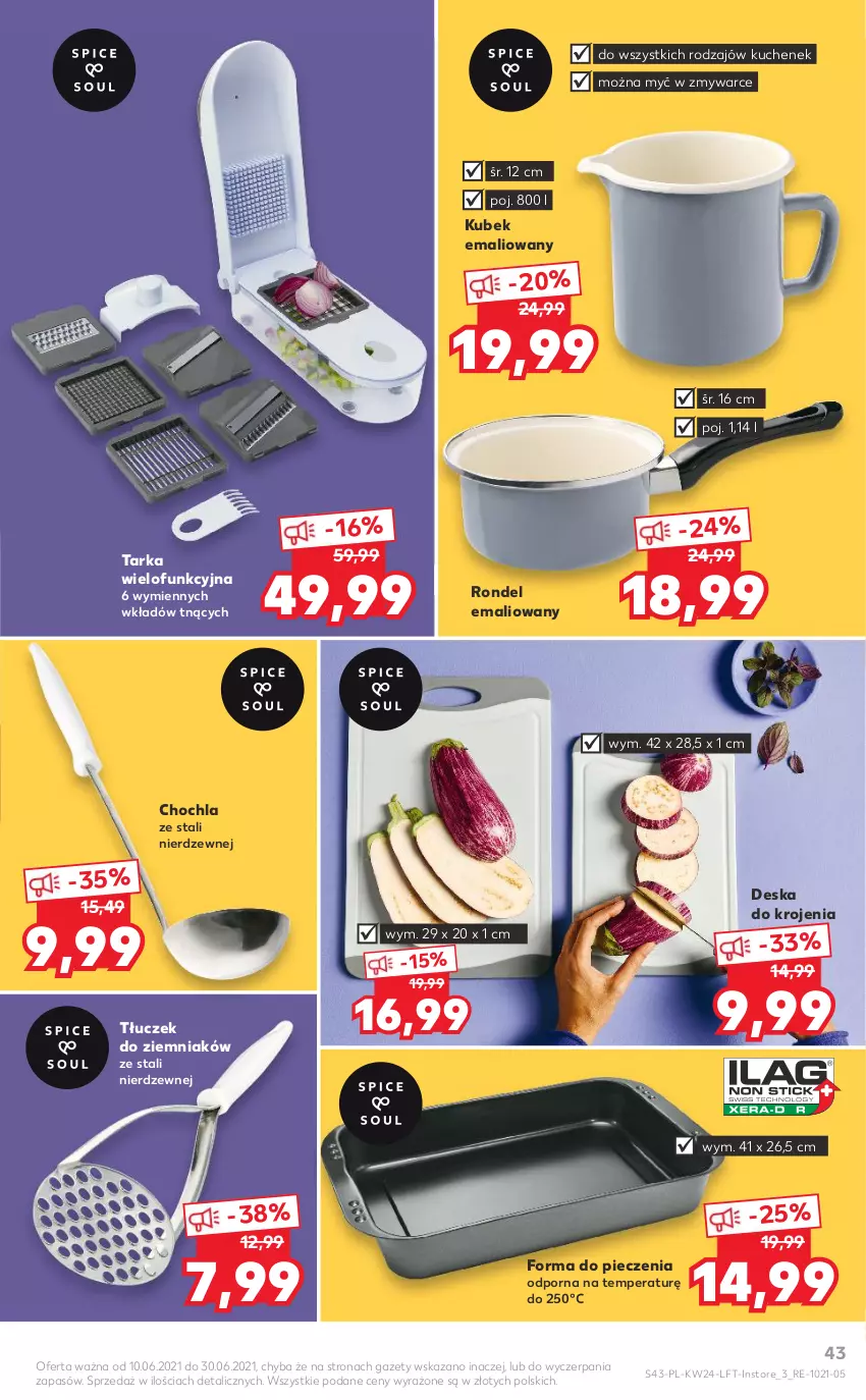 Gazetka promocyjna Kaufland - OFERTA TYGODNIA - ważna 17.06 do 23.06.2021 - strona 43 - produkty: Deska do krojenia, Forma do pieczenia, Kubek, Piec, Por, Rondel, Tarka, Tarka wielofunkcyjna, Tłuczek