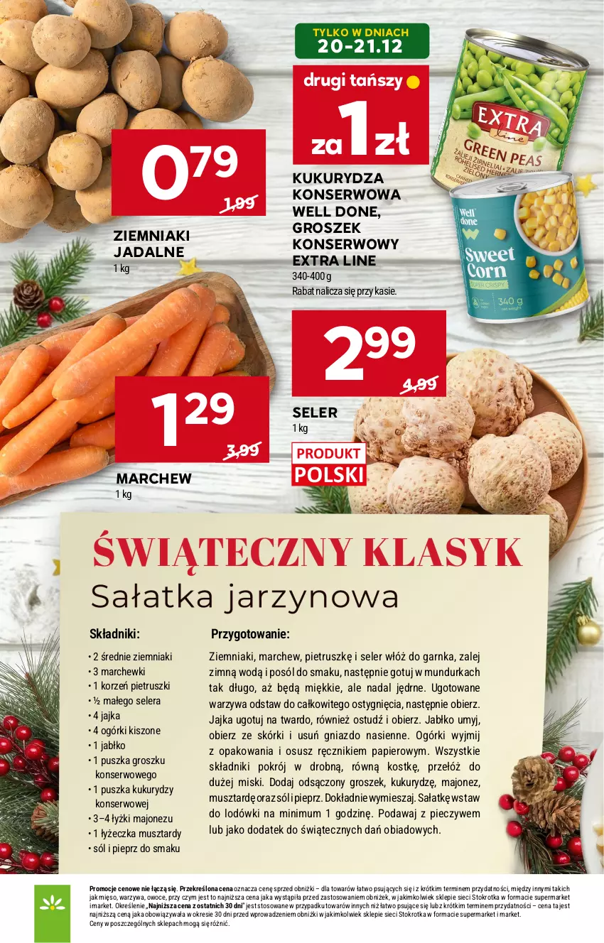 Gazetka promocyjna Stokrotka - Market - ważna 18.12 do 21.12.2025 - strona 10 - produkty: Groszek, Kukurydza, Kukurydza konserwowa, Majonez, Mięso, Mus, O nas, Owoce, Papier, Piec, Pieprz, Ręcznik, Sałat, Ser, Sól, Warzywa, Ziemniaki