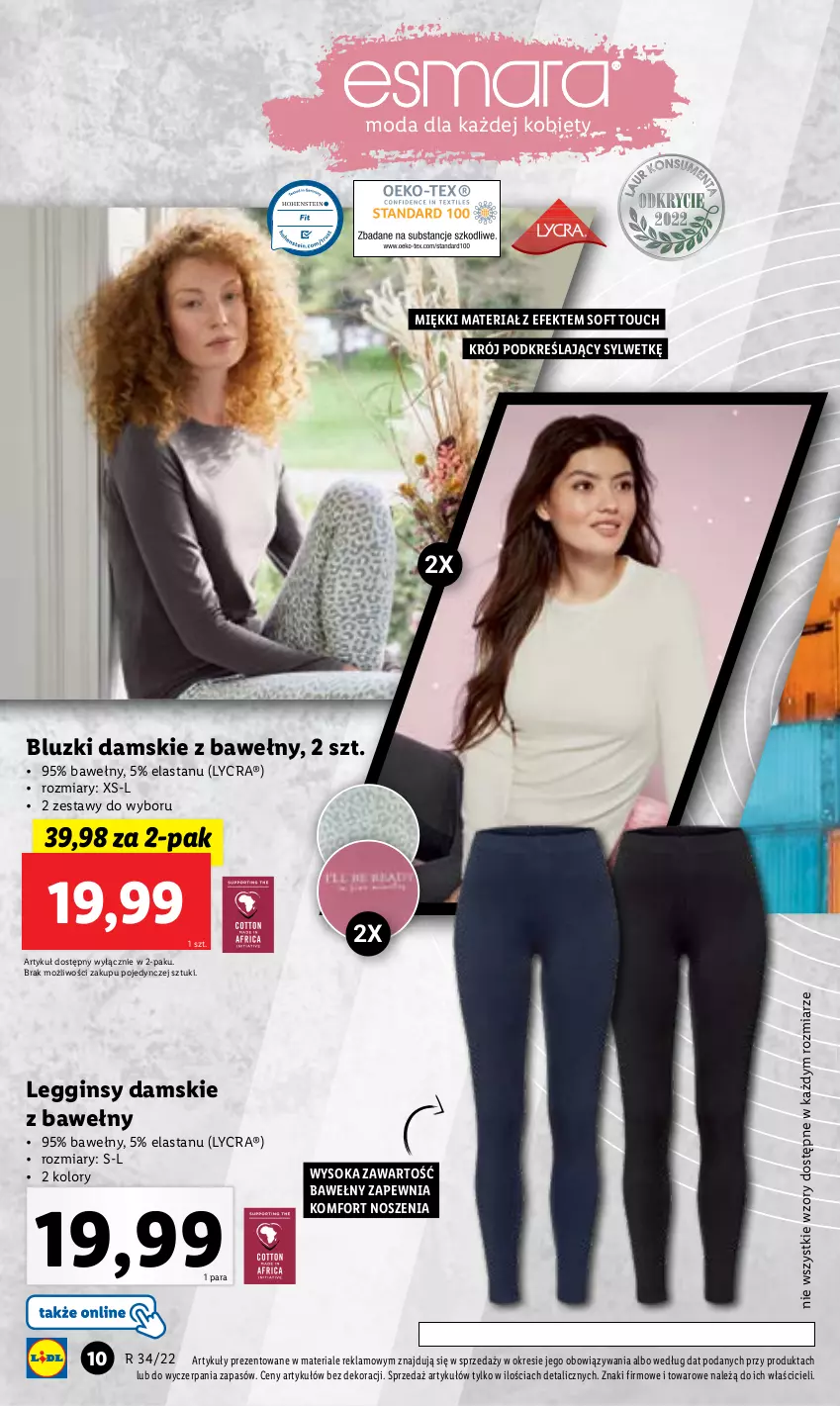 Gazetka promocyjna Lidl - GAZETKA - ważna 22.08 do 28.08.2022 - strona 10 - produkty: Gin, Legginsy, Moda, Sok