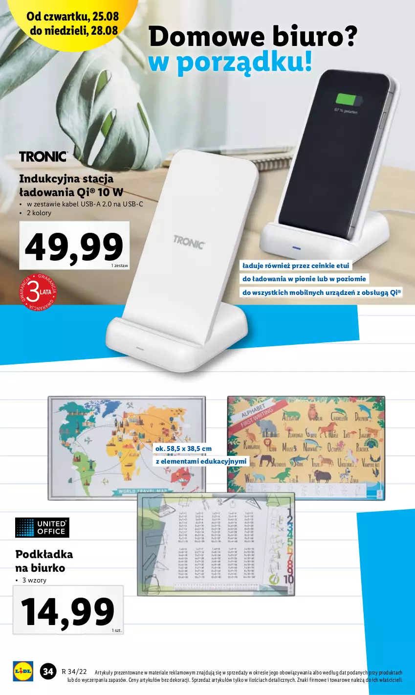 Gazetka promocyjna Lidl - GAZETKA - ważna 22.08 do 28.08.2022 - strona 36 - produkty: Biurko, Biuro, Kabel USB, Mobil, Podkład, Podkładka, Por