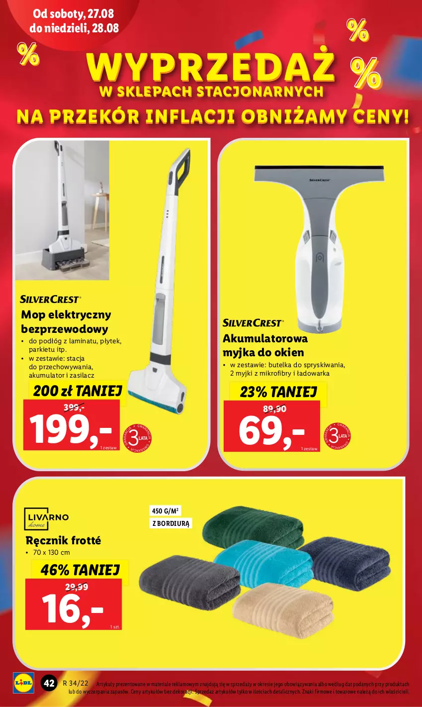 Gazetka promocyjna Lidl - GAZETKA - ważna 22.08 do 28.08.2022 - strona 44 - produkty: Akumulator, Mop, Myjka do okien, Ręcznik, Warka