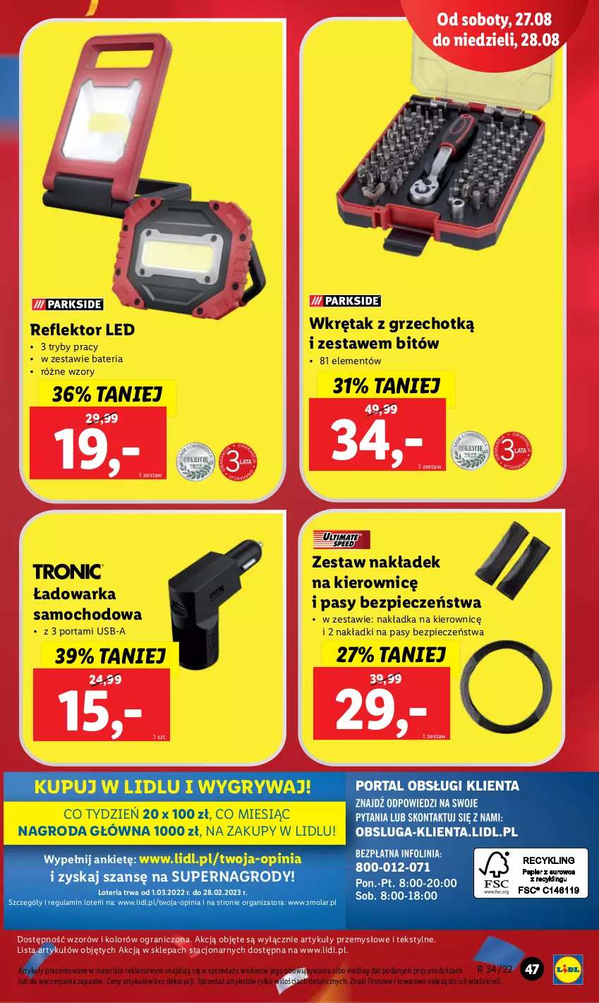 Gazetka promocyjna Lidl - GAZETKA - ważna 22.08 do 28.08.2022 - strona 49 - produkty: Bateria, Gra, Gry, Mola, Piec, Por, Reflektor, Reflektor LED, Top, Warka, Wkręt