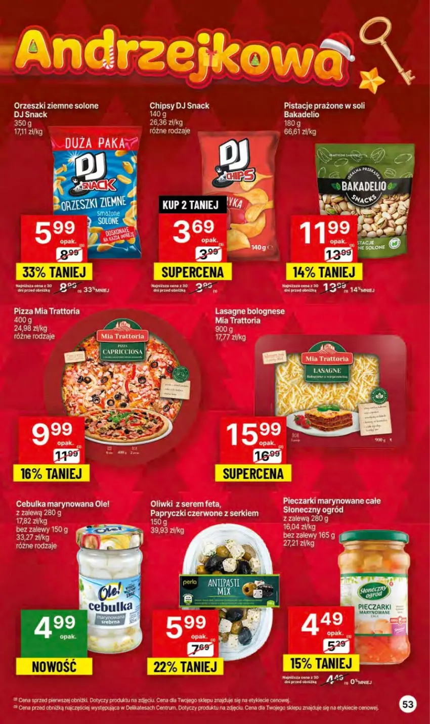 Gazetka promocyjna Delikatesy Centrum - Dyskontowe ceny w Delikatesach Centrum - ważna 23.11 do 29.11.2023 - strona 53 - produkty: Chipsy, Feta, HP, Lasagne, Lasagne bolognese, Oliwki, Orzeszki, Orzeszki ziemne, Piec, Pistacje, Rum, Ser