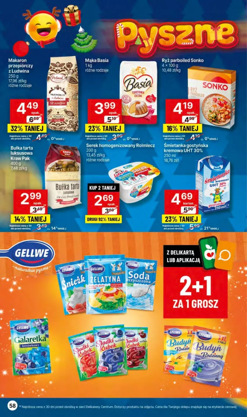 Gazetka promocyjna Delikatesy Centrum - Dyskontowe ceny w Delikatesach Centrum - ważna 23.11 do 29.11.2023 - strona 58 - produkty: Basia, Budyń, Bułka, Bułka tarta, Mąka, Makaron, Miecz, Ryż, Ryż parboiled, Ser, Serek, Serek homogenizowany, Sonko, Tarta