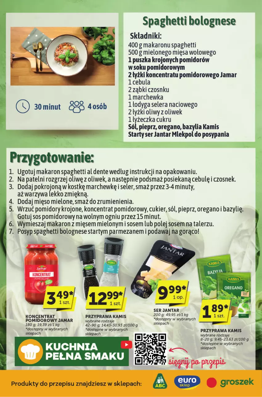 Gazetka promocyjna ABC - ważna 06.03 do 18.03.2025 - strona 2 - produkty: Bazyl, Bazylia, Cebula, Cukier, Czosnek, Kamis, Koncentrat pomidorowy, Kuchnia, Makaron, Marchewka, Mięso, Mięso mielone, Nuty, Olej, Parmezan, Pieprz, Pomidory, Pomidory krojone, Rum, Ser, Sok, Sól, Sos, Sos pomidorowy, Spaghetti, Talerz, Warzywa