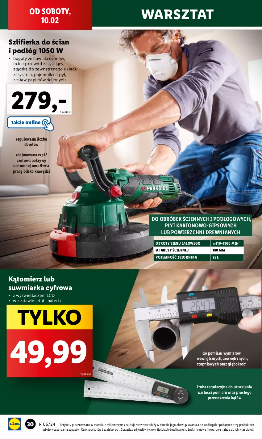 Gazetka promocyjna Lidl - GAZETKA - ważna 05.02 do 10.02.2024 - strona 34 - produkty: Bateria, Miarka, Papier, Pojemnik, Przewód, Szlifierka, Top