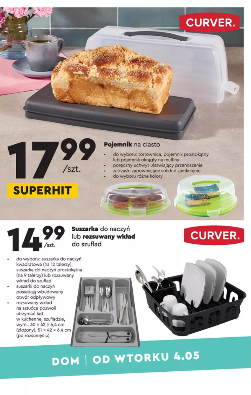 Gazetka promocyjna Biedronka - Okazje tygodnia - ważna 04.05 do 19.05.2021 - strona 7 - produkty: Muffiny, Pojemnik, Pojemnik na ciasto, Por, Suszarka, Suszarka do naczyń, Suszarki, Talerz, Tortownica, Wkład do szuflad