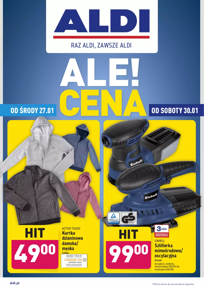 Gazetka promocyjna Aldi - Ale Cena Środa-Sobota - ważna 27.01 do 30.01.2021 - strona 1 - produkty: Einhell, Kurtka, Szlifierka