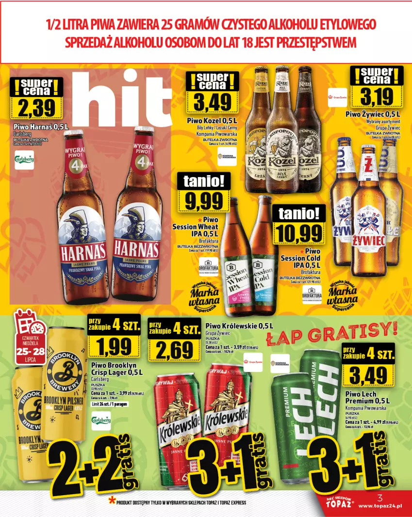 Gazetka promocyjna Topaz - Gazetka - ważna 25.07 do 31.07.2024 - strona 3 - produkty: Fa, Kozel, Kret, Królewski, Piwo, Rum, SESSIO, Top