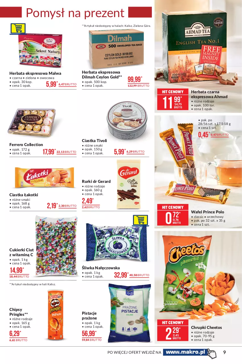 Gazetka promocyjna Makro - [Oferta promocyjna] Artykuły spożywcze - ważna 23.02 do 08.03.2021 - strona 9 - produkty: Cheetos, Chipsy, Chrupki, Ciastka, Cukier, Cukierki, Dilmah, Dr Gerard, Ferrero, Herbata, Herbata czarna, Pistacje, Prince Polo, Pringles, Rurki