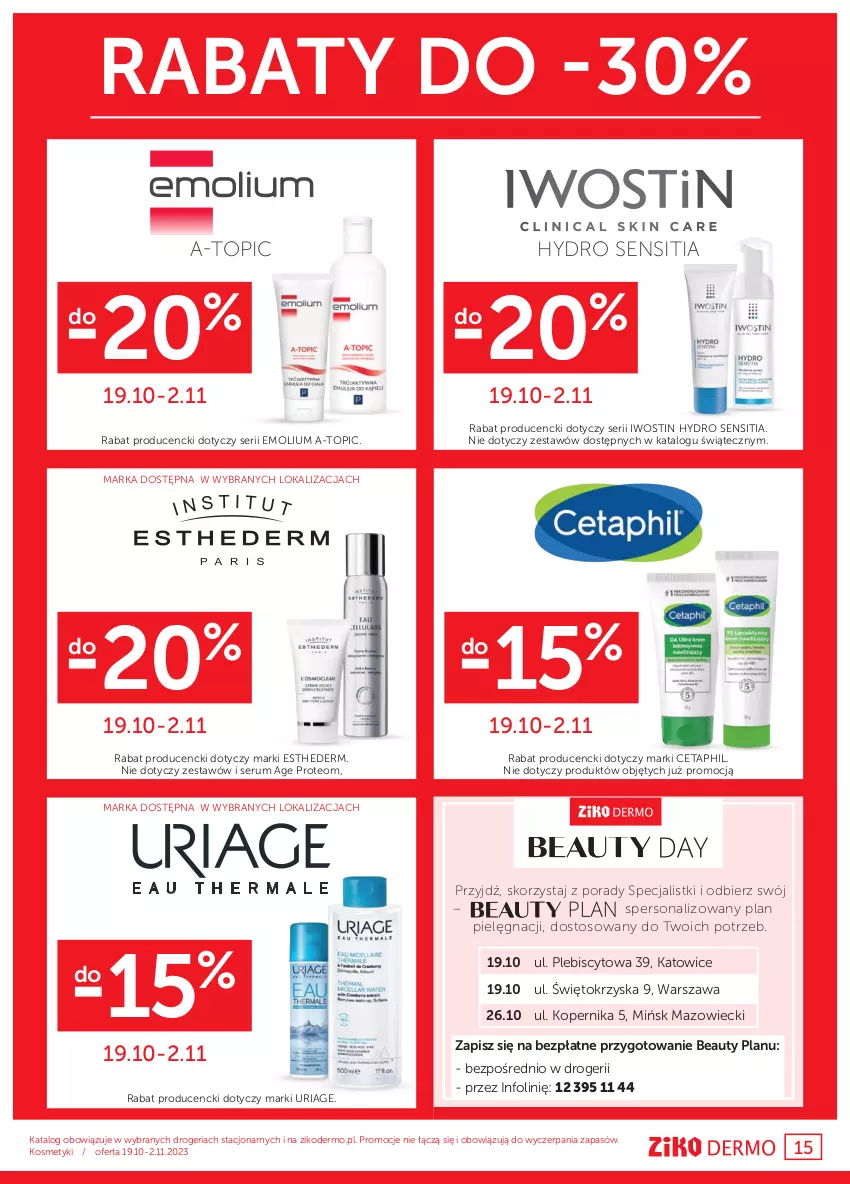 Gazetka promocyjna Ziko - Gazetka Ziko Dermo - ważna 19.10 do 02.11.2023 - strona 15 - produkty: Cetaphil, Emolium, Iwostin, Por, Rum, Ser, Serum, Top