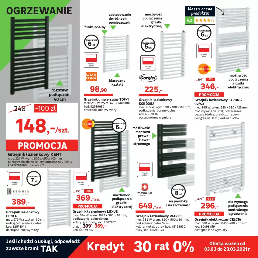 Gazetka promocyjna Leroy Merlin - Dla Fachowców i nie tylko - ważna 03.03 do 08.05.2021 - strona 14 - produkty: Gra, Grzejnik, Grzejnik łazienkowy, Kosz, Ogrzewanie, Płyta, Pokrywa, Rura, Rura wielowarstwowa, Termos, Top