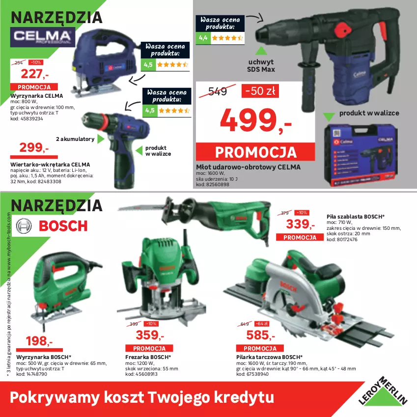 Gazetka promocyjna Leroy Merlin - Dla Fachowców i nie tylko - ważna 03.03 do 08.05.2021 - strona 23 - produkty: Akumulator, Bateria, Bosch, Celma, Frezarka, Kosz, Młot, Młot udarowo-obrotowy, Pilarka tarczowa, Pokrywa, Przecinarka, Tarka, Waga, Wkręt, Wkrętarka, Wyrzynarka