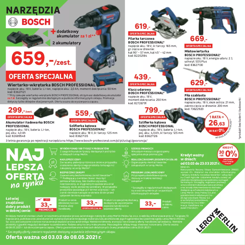 Gazetka promocyjna Leroy Merlin - Dla Fachowców i nie tylko - ważna 03.03 do 08.05.2021 - strona 32 - produkty: Akumulator, Bateria, Bosch, Gin, Gra, Klucz udarowy, Kosz, Młot, Młotowiertarka, Mus, Piec, Pilarka tarczowa, Pokrywa, Sprzedawcy, Szlifierka, Szlifierka kątowa, Tarka, Top, Warka, Wiertarka, Wkręt, Wkrętarka