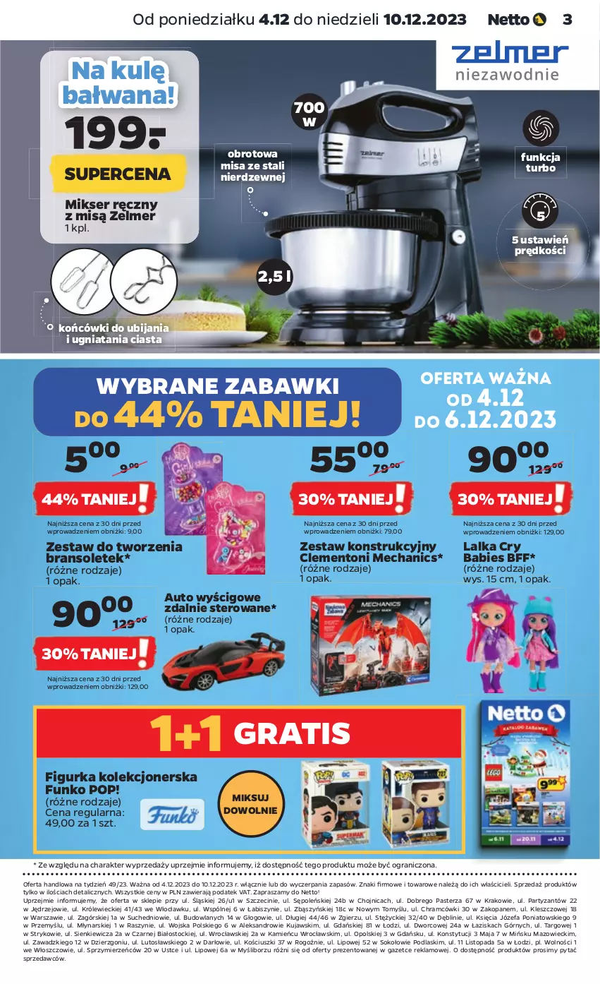 Gazetka promocyjna Netto - Akcesoria i dodatki - ważna 04.12 do 10.12.2023 - strona 3 - produkty: Fa, Gra, Kujawski, Lalka, Mikser, Mikser ręczny, Podlaski, Ser, Sok, Stock, Top, Zelmer