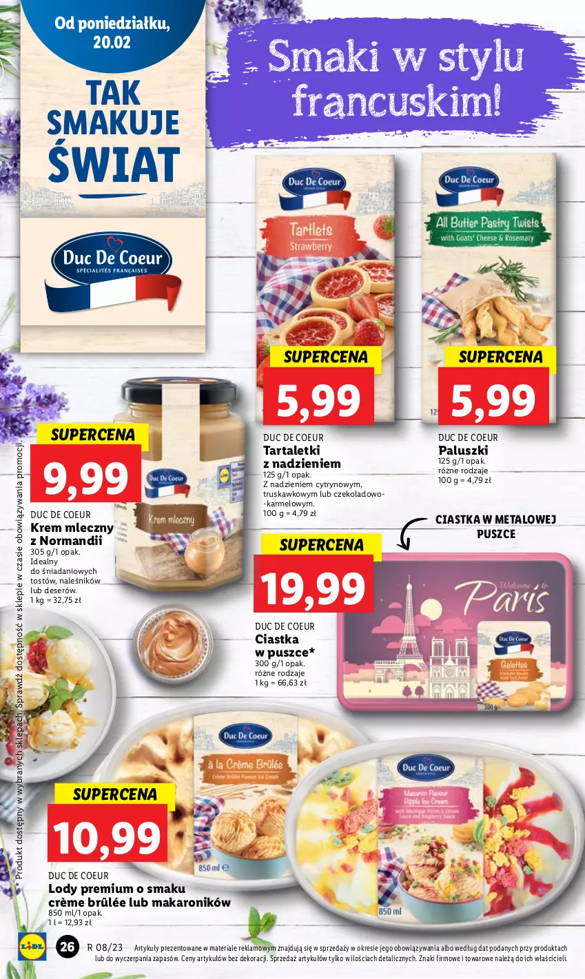 Gazetka promocyjna Lidl - GAZETKA - ważna 20.02 do 22.02.2023 - strona 32 - produkty: Ciastka, Crème brûlée, Danio, Deser, Lody, Makaron, Ser, Tarta