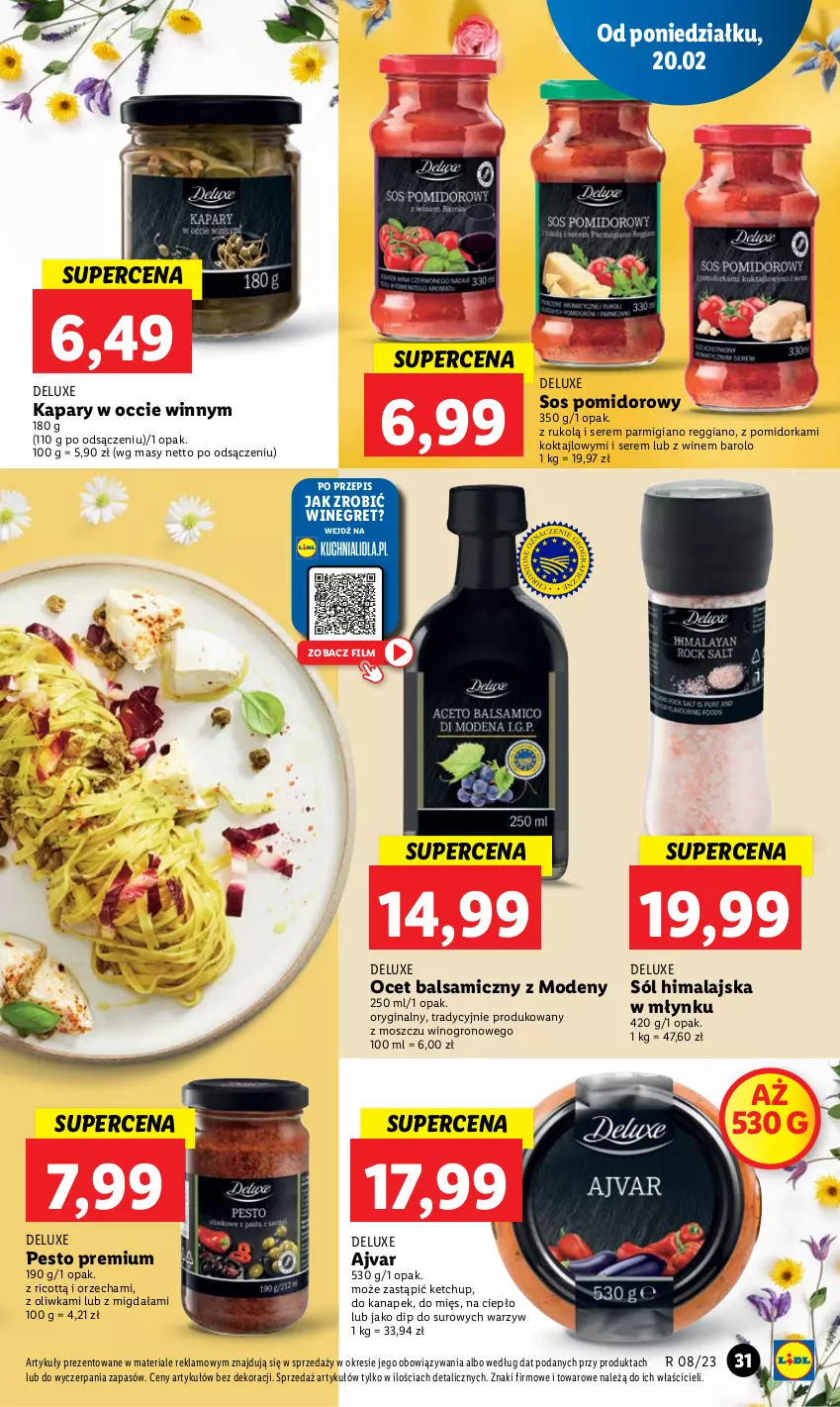 Gazetka promocyjna Lidl - GAZETKA - ważna 20.02 do 22.02.2023 - strona 39 - produkty: Gin, Kapary, Ketchup, Ocet, Ocet balsamiczny, Orka, Pesto, Ser, Sól, Sól himalajska, Sos, Sos pomidorowy, Wino