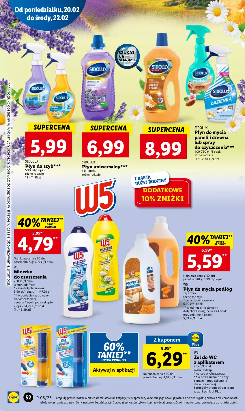 Gazetka promocyjna Lidl - GAZETKA - ważna 20.02 do 22.02.2023 - strona 60 - produkty: Mleczko, Płyn do mycia, Płyn do mycia paneli, Płyn do mycia podłóg, Płyn do szyb, Sidolux, Spray do czyszczenia