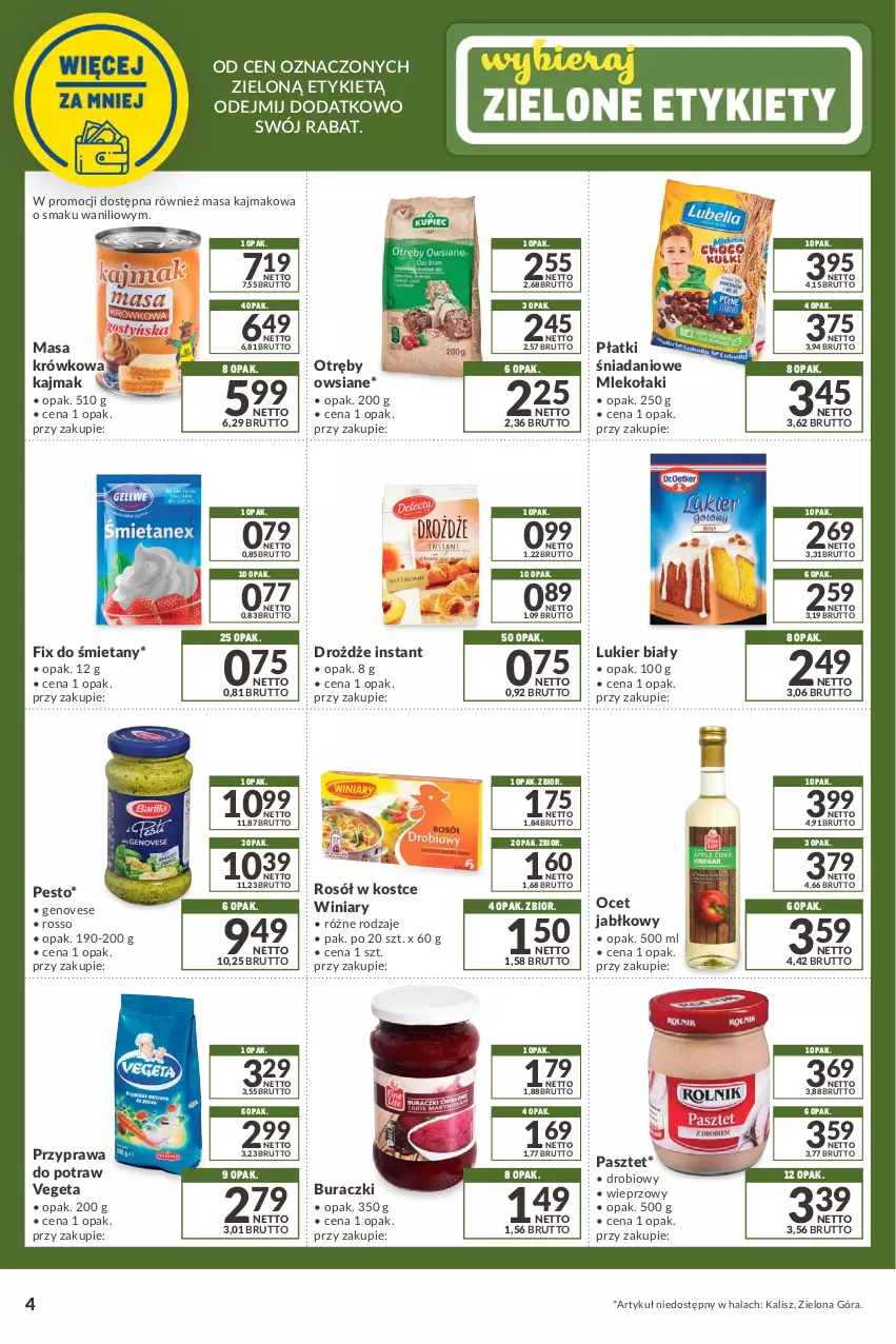 Gazetka promocyjna Makro - [Oferta specjalna] Kupując więcej, płacisz mniej - ważna 16.11 do 13.12.2021 - strona 4 - produkty: Buraczki, Danio, Drożdże, Masa krówkowa, Mleko, Ocet, Pasztet, Pesto, Przyprawa do potraw, Rosół, Vegeta, Winiary