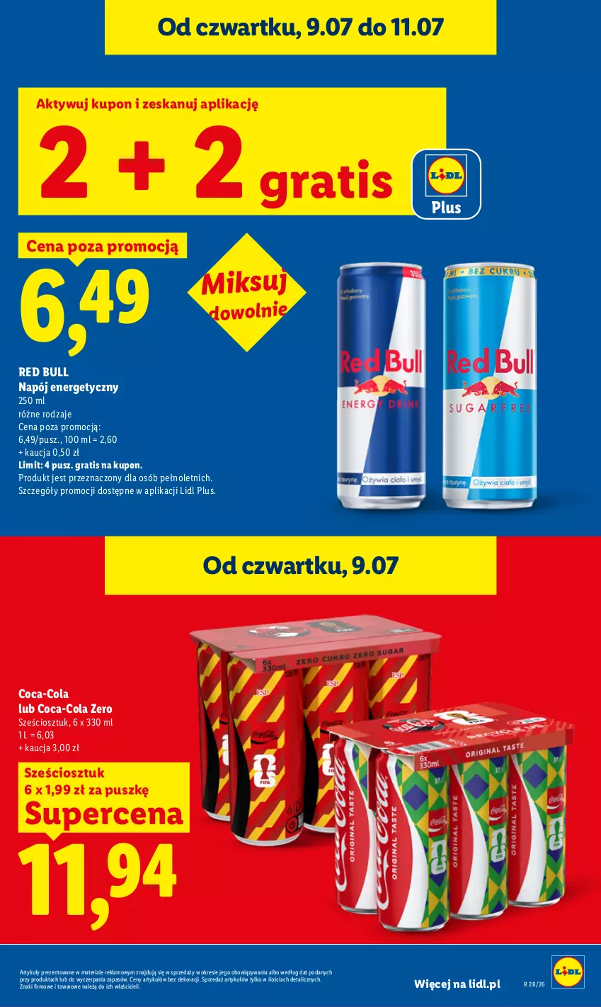 Gazetka promocyjna Lidl - Gazetka ważna od 9.07 do 11.07 - ważna 09.07 do 11.07.2026 - strona 23 - produkty: Coca-Cola, Gra, Napój, Napój energetyczny, Red Bull