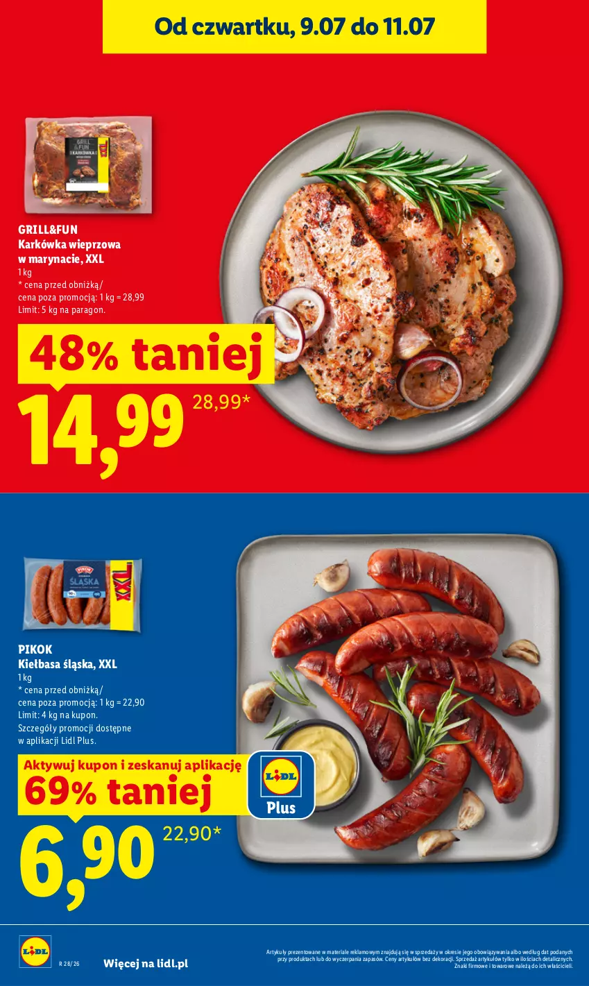 Gazetka promocyjna Lidl - Gazetka ważna od 9.07 do 11.07 - ważna 09.07 do 11.07.2026 - strona 6 - produkty: Grill, Karkówka wieprzowa, Kiełbasa, Kiełbasa śląska, PIKOK