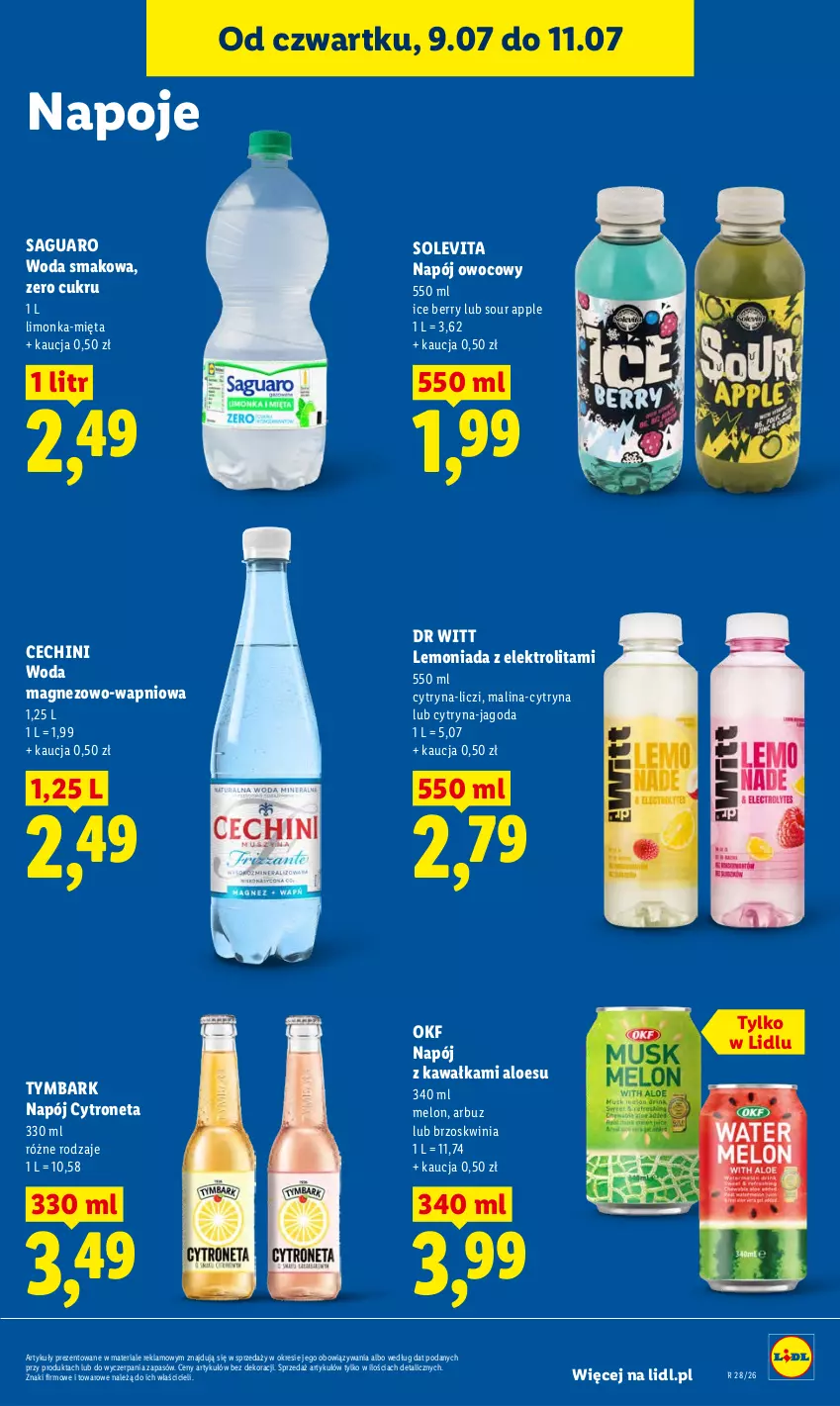 Gazetka promocyjna Lidl - Gazetka ważna od 9.07 do 11.07 - ważna 09.07 do 11.07.2026 - strona 71 - produkty: Arbuz, Kawa, Lemoniada, Liczi, Limonka, Magnez, Melon, Mięta, Napój, Napoje, Tymbark, Woda