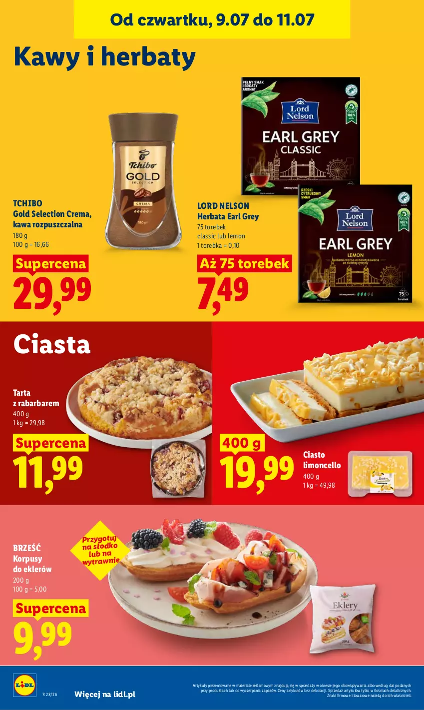 Gazetka promocyjna Lidl - Gazetka ważna od 9.07 do 11.07 - ważna 09.07 do 11.07.2026 - strona 84 - produkty: Earl Grey, Herbata, Kawa, Kawa rozpuszczalna, Korpusy, Tarta, Tchibo, Torebka