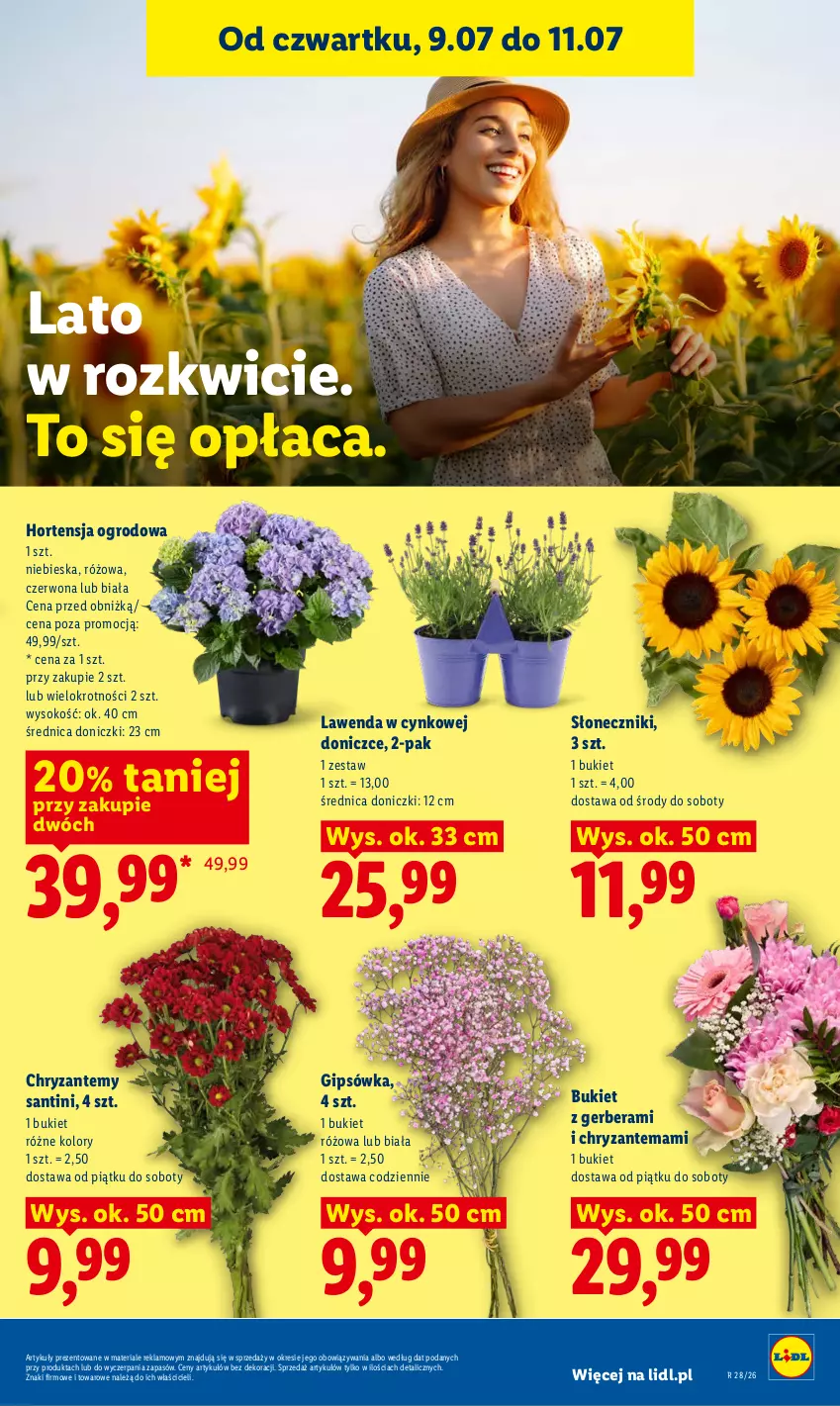 Gazetka promocyjna Lidl - Gazetka ważna od 9.07 do 11.07 - ważna 09.07 do 11.07.2026 - strona 85 - produkty: Bukiet, Chryzantema, Cynk, Gerber, Sok