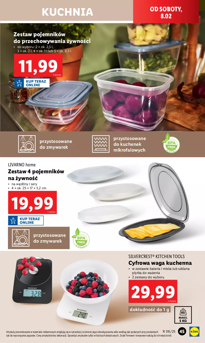 Gazetka promocyjna Lidl - GAZETKA - ważna 03.02 do 08.02.2025 - strona 47 - produkty: Bateria, Fa, Ivar, Kuchnia, LANA, Miska, Płytka, Pojemnik, Ser, Silvercrest, Waga