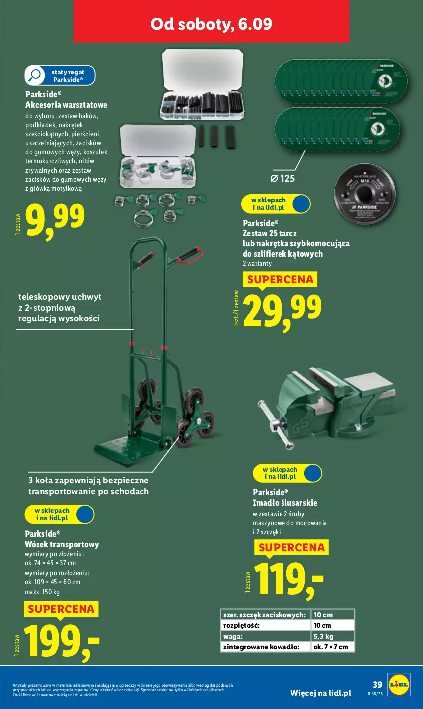 Gazetka promocyjna Lidl - GAZETKA - ważna 01.09 do 06.09.2025 - strona 41 - produkty: Kosz, Parkside, Piec, Podkład, Por, Regał, Sok, Sport, Teleskop, Top, Tran, Waga, Wózek, Wózek transportowy
