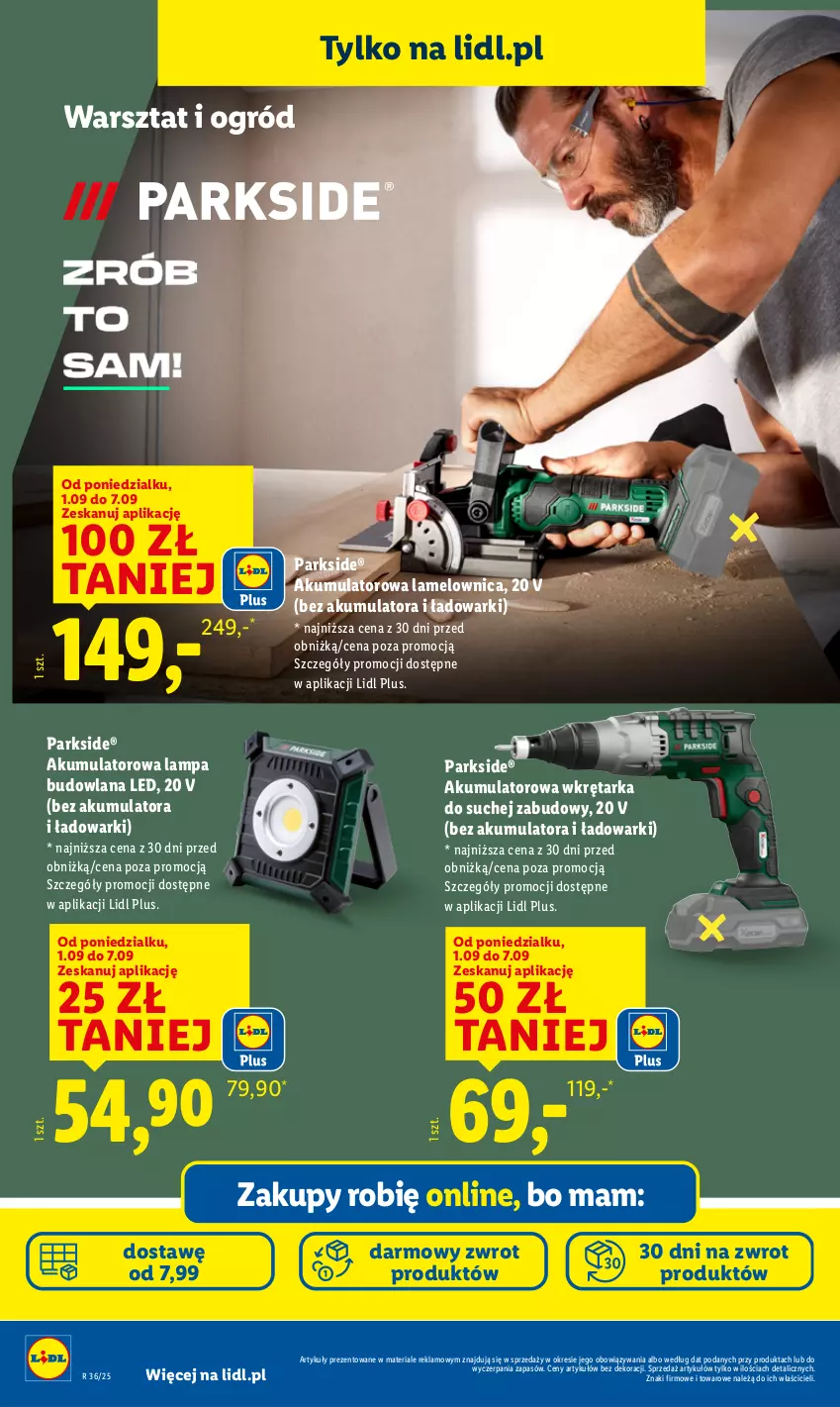 Gazetka promocyjna Lidl - GAZETKA - ważna 01.09 do 06.09.2025 - strona 42 - produkty: Akumulator, Lampa, LANA, Ogród, Parkside, Tarka, Wkręt, Wkrętarka