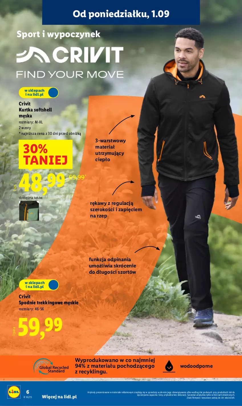 Gazetka promocyjna Lidl - GAZETKA - ważna 01.09 do 06.09.2025 - strona 6 - produkty: Control, Kurtka, Kurtka softshell, Por, Spodnie, Sport