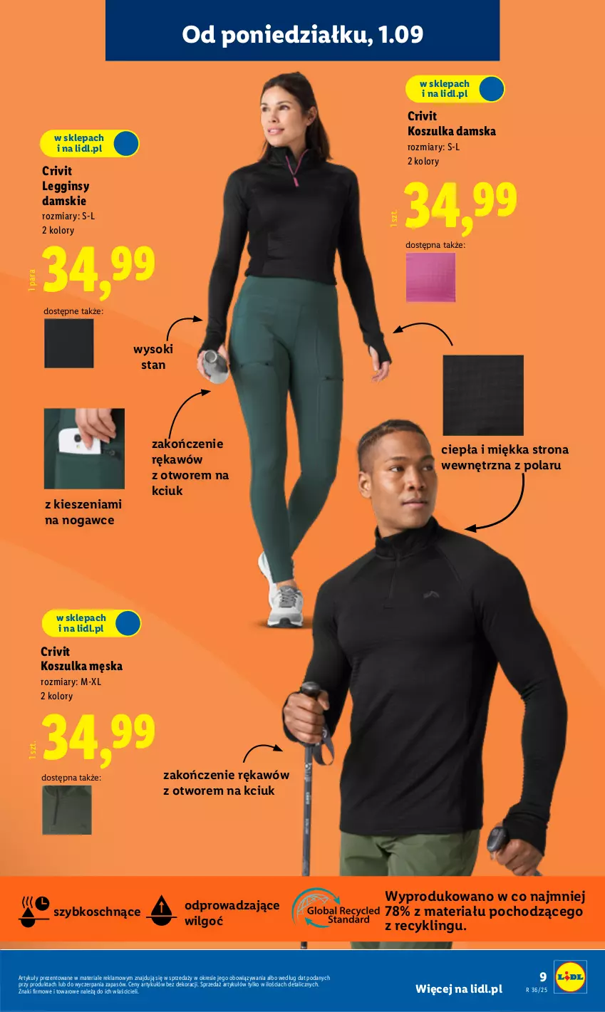 Gazetka promocyjna Lidl - GAZETKA - ważna 01.09 do 06.09.2025 - strona 9 - produkty: Control, Gin, Kosz, Koszulka, Legginsy, LG, Sok
