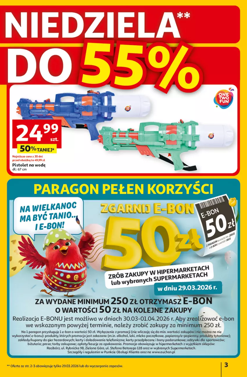 Gazetka promocyjna Auchan - Gazetka 30 Lat Hipermarket Auchan - ważna 26.03 do 30.03.2026 - strona 3 - produkty: Fa, Mleko, Olej, Papier, Pistolet, Por, Sport, Telefon