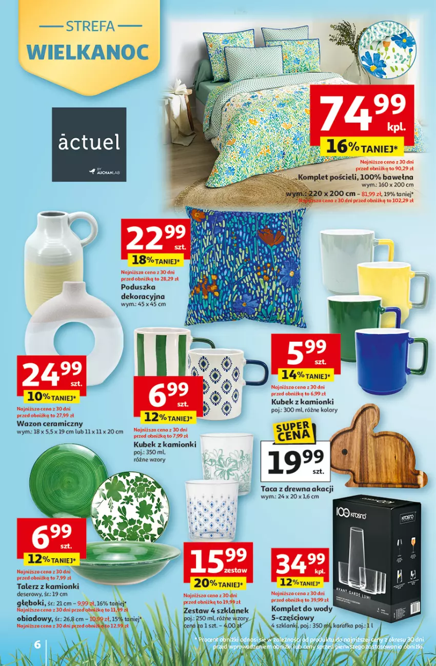 Gazetka promocyjna Auchan - Gazetka 30 Lat Hipermarket Auchan - ważna 26.03 do 30.03.2026 - strona 6 - produkty: Deser, Fa, Karafka, Komplet pościeli, Kubek, Lanki, Poduszka, Poduszka dekoracyjna, Pościel, Ser, Taca, Talerz, Wazon, Wełna