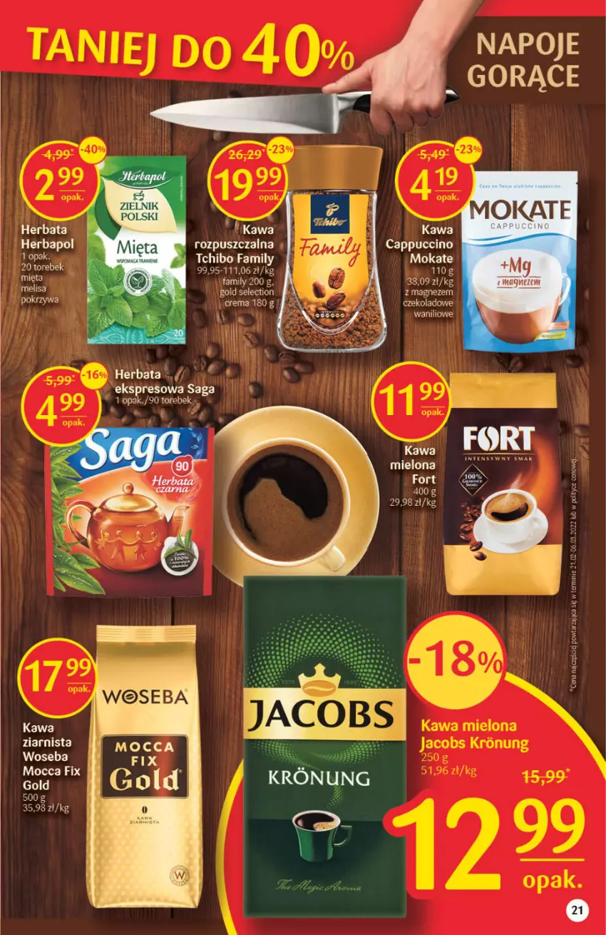 Gazetka promocyjna Delikatesy Centrum - Gazetka DC18 - ważna 12.05 do 18.05.2022 - strona 21 - produkty: Cappuccino, Fa, Herbapol, Herbata, Kawa, Kawa mielona, Napoje, Saga, Tchibo, Tchibo Family