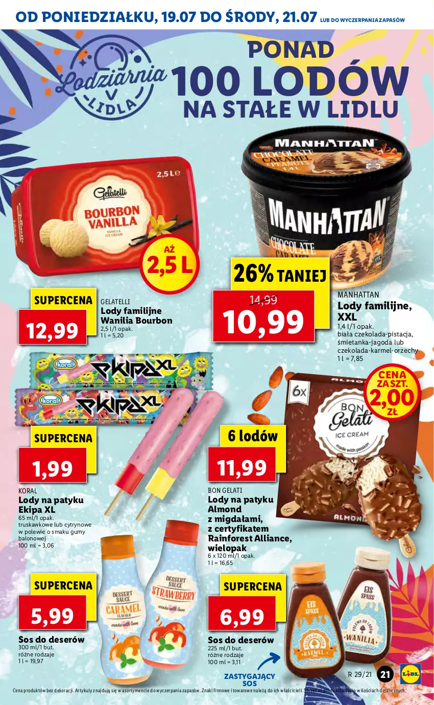 Gazetka promocyjna Lidl - GAZETKA - ważna 19.07 do 21.07.2021 - strona 21 - produkty: Bourbon, Czekolada, Deser, Fa, Lody, Ser, Sos