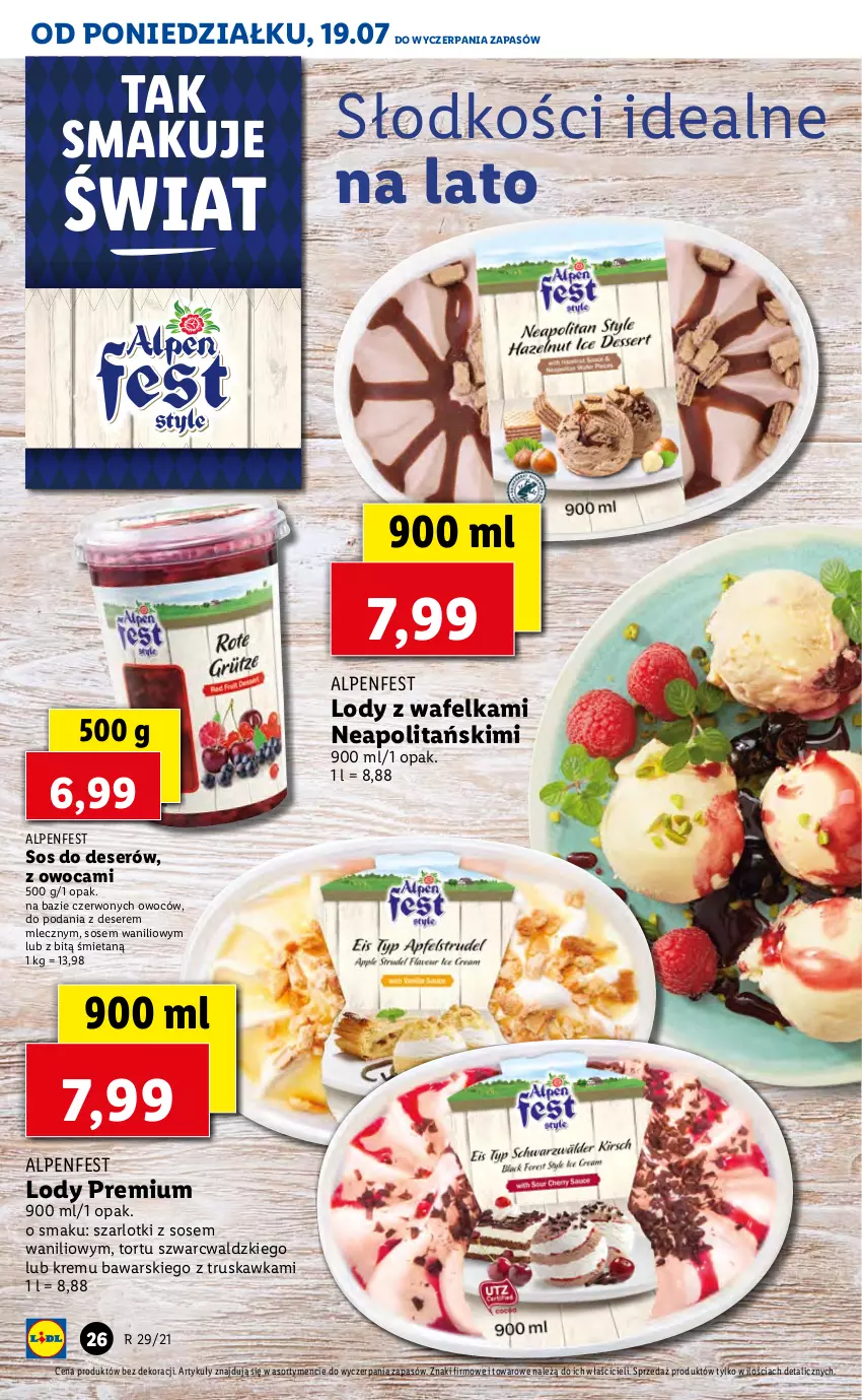 Gazetka promocyjna Lidl - GAZETKA - ważna 19.07 do 21.07.2021 - strona 26 - produkty: Deser, Lody, Ser, Sos