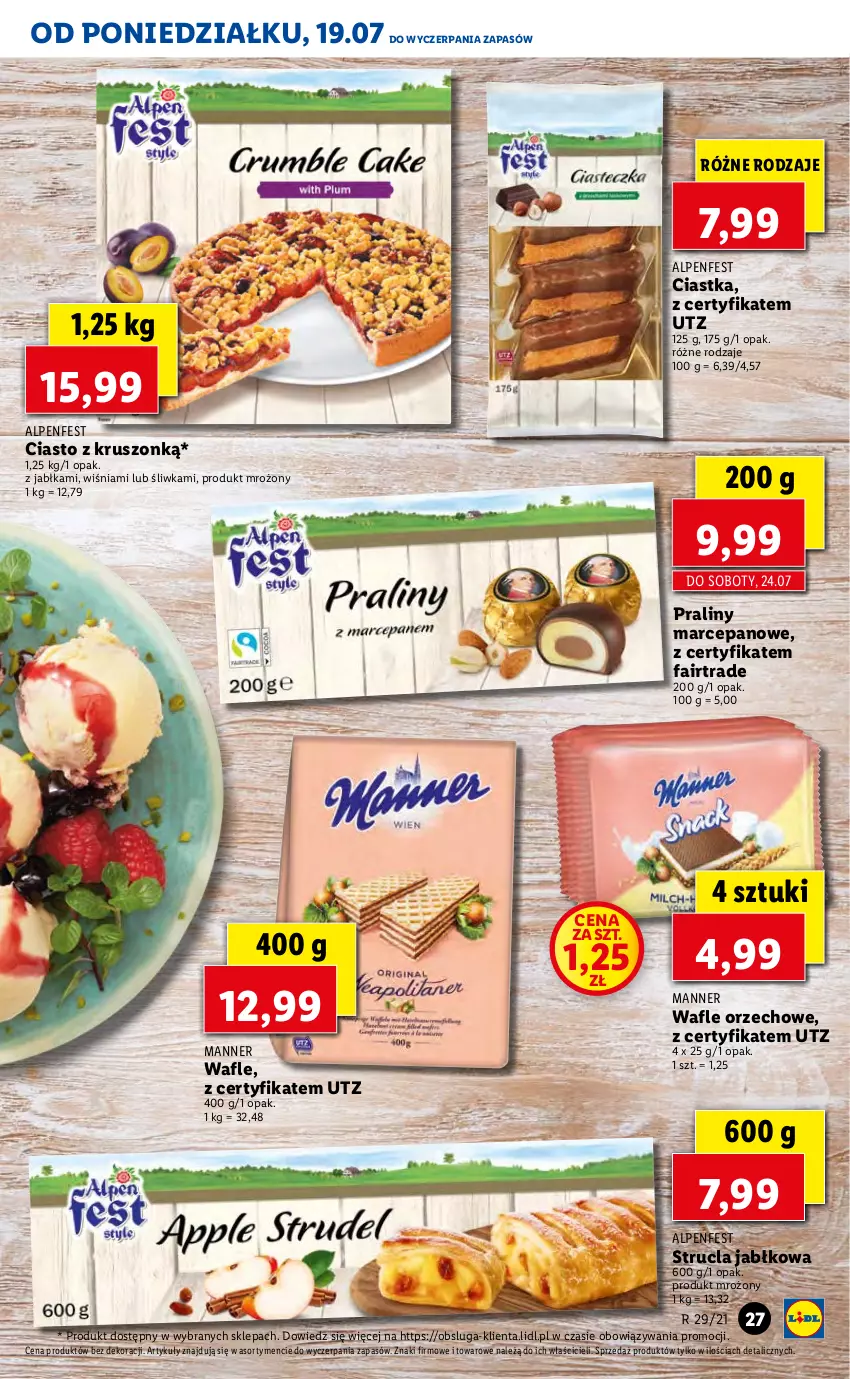 Gazetka promocyjna Lidl - GAZETKA - ważna 19.07 do 21.07.2021 - strona 27 - produkty: Ciastka, Fa, Jabłka, Praliny, Strucla, Wafle