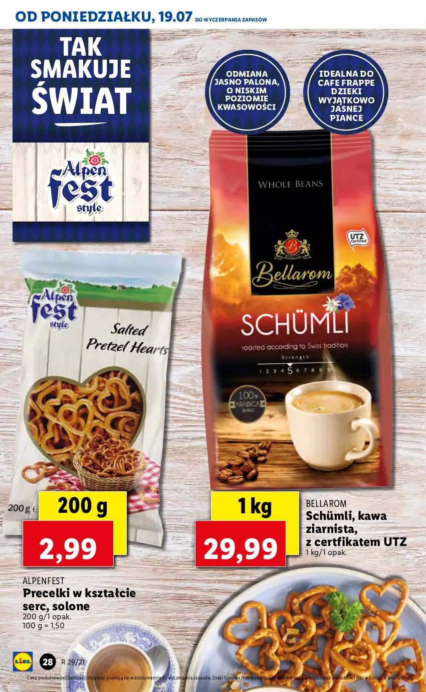 Gazetka promocyjna Lidl - GAZETKA - ważna 19.07 do 21.07.2021 - strona 28 - produkty: Bell, Bella, Kawa, Kawa ziarnista, Precelki, Ser