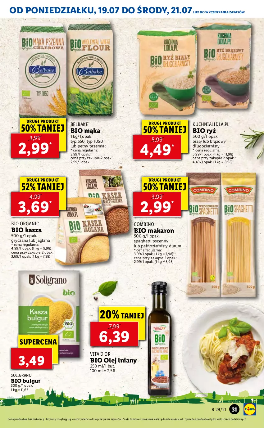 Gazetka promocyjna Lidl - GAZETKA - ważna 19.07 do 21.07.2021 - strona 31 - produkty: Bulgur, Gra, Gry, Kasza, Kuchnia, LANA, LG, Mąka, Makaron, Olej, Rum, Ryż, Soligrano, Spaghetti