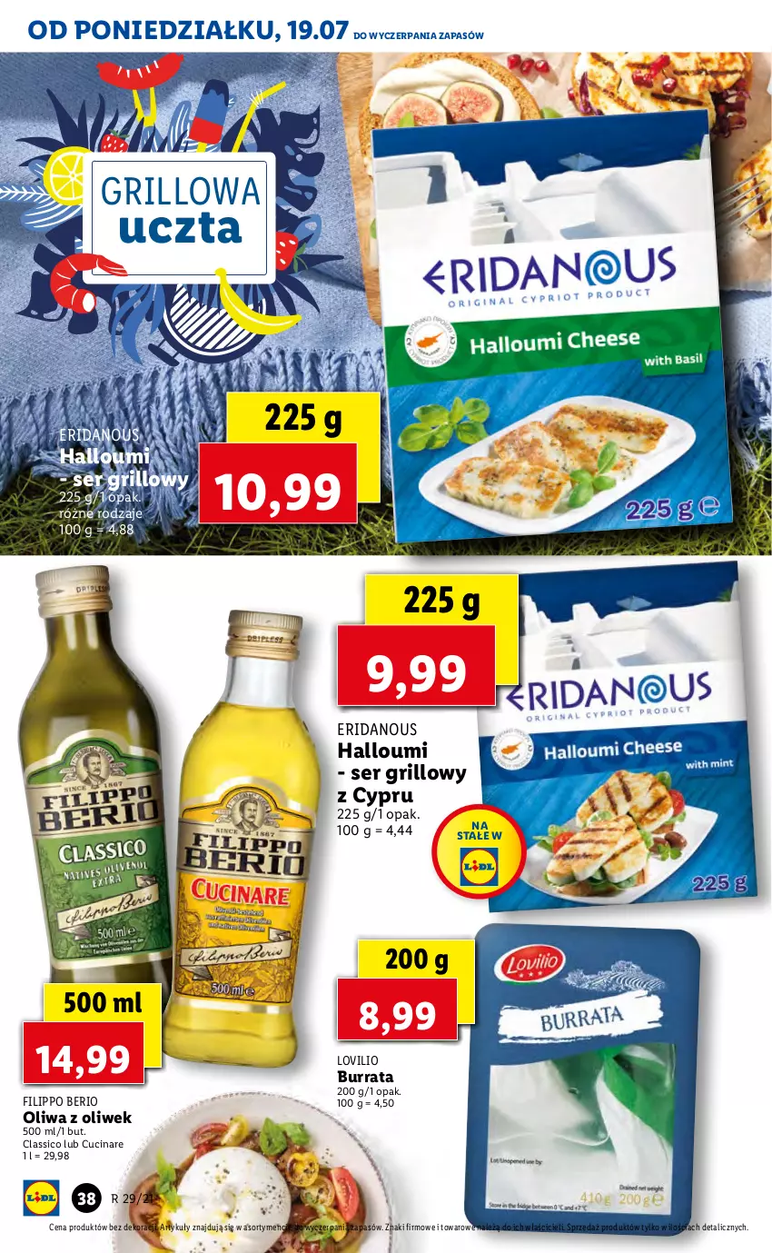 Gazetka promocyjna Lidl - GAZETKA - ważna 19.07 do 21.07.2021 - strona 38 - produkty: Burrata, Grill, Lovi, Oliwa z oliwek, Ser