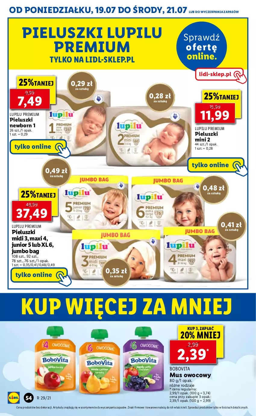 Gazetka promocyjna Lidl - GAZETKA - ważna 19.07 do 21.07.2021 - strona 54 - produkty: BoboVita, Mus, O Bag