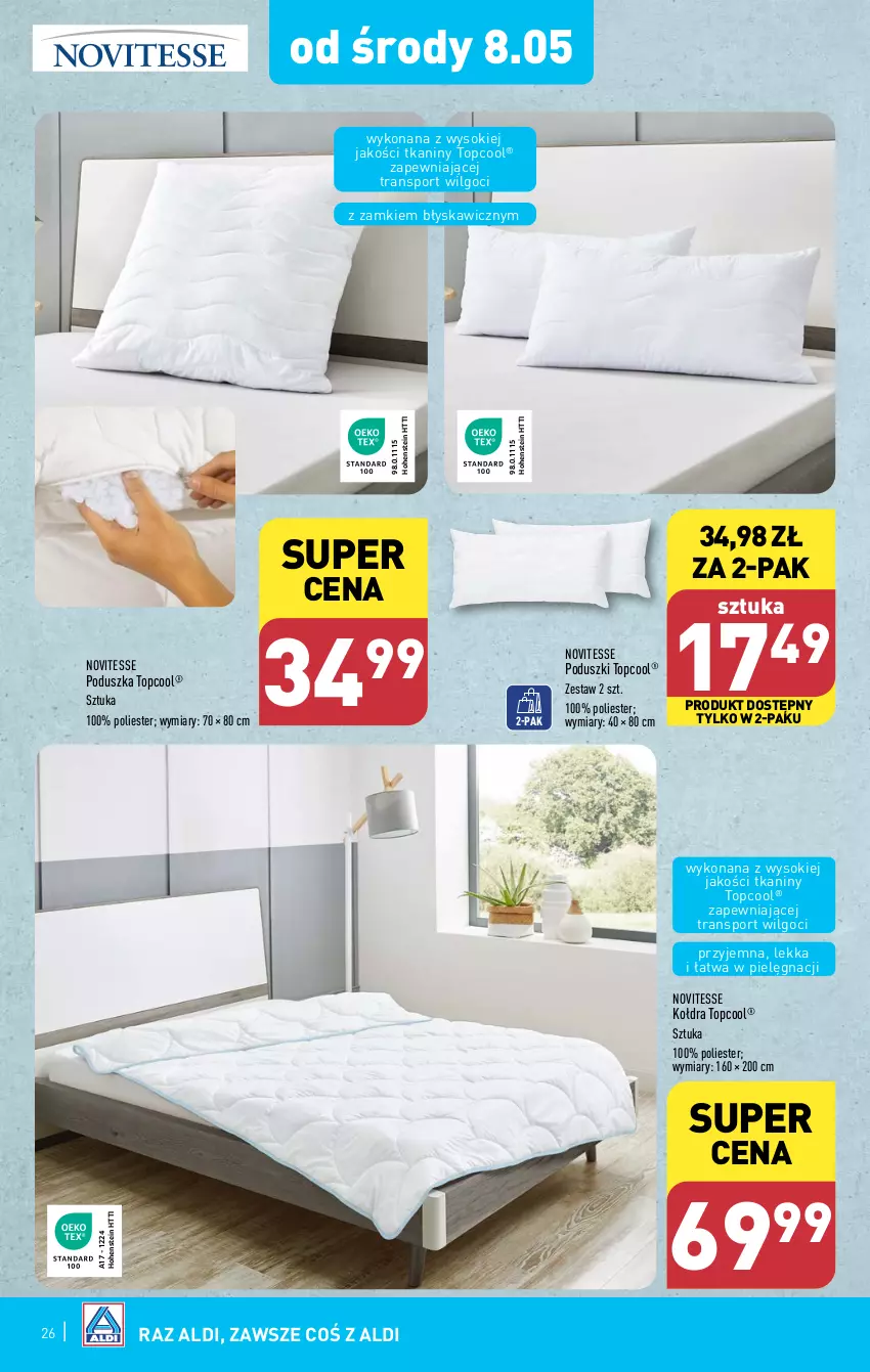 Gazetka promocyjna Aldi - Pełna oferta - ważna 06.05 do 11.05.2024 - strona 26 - produkty: Kołdra, LG, Poduszka, Por, Sok, Sport, Top, Tran