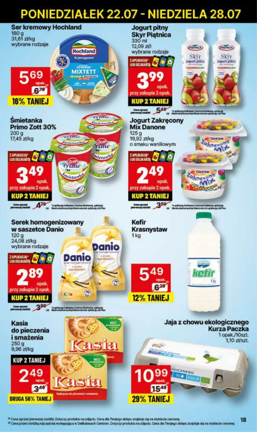 Gazetka promocyjna Delikatesy Centrum - NOWA GAZETKA Delikatesy Centrum od 22 lipca! 22-28.07.2024 - ważna 22.07 do 28.07.2024 - strona 18 - produkty: Danone, Jaja, Jogurt, Jogurt pitny, Kasia, Piec, Rum, Zott