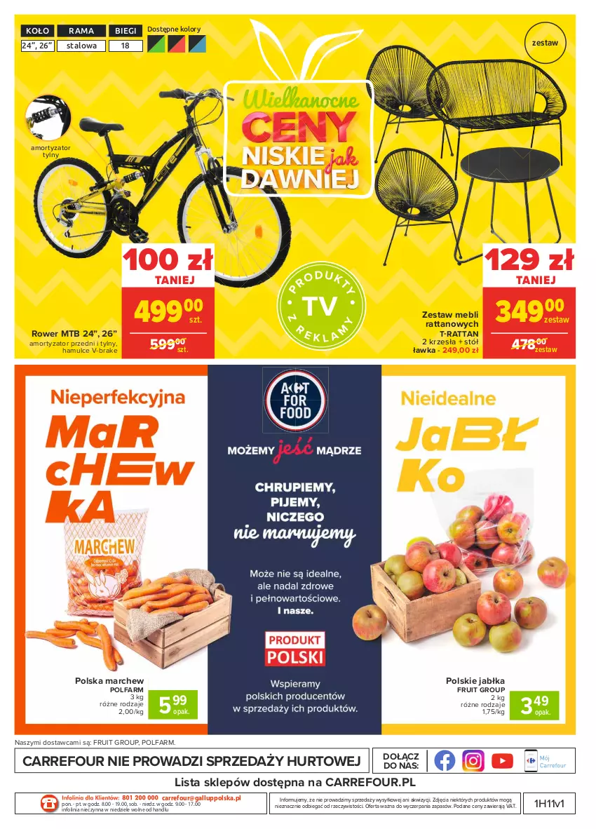 Gazetka promocyjna Carrefour - Gazetka Carrefour - ważna 15.03 do 22.03.2021 - strona 40 - produkty: Fa, Jabłka, O nas, Rama, Rower, Stół