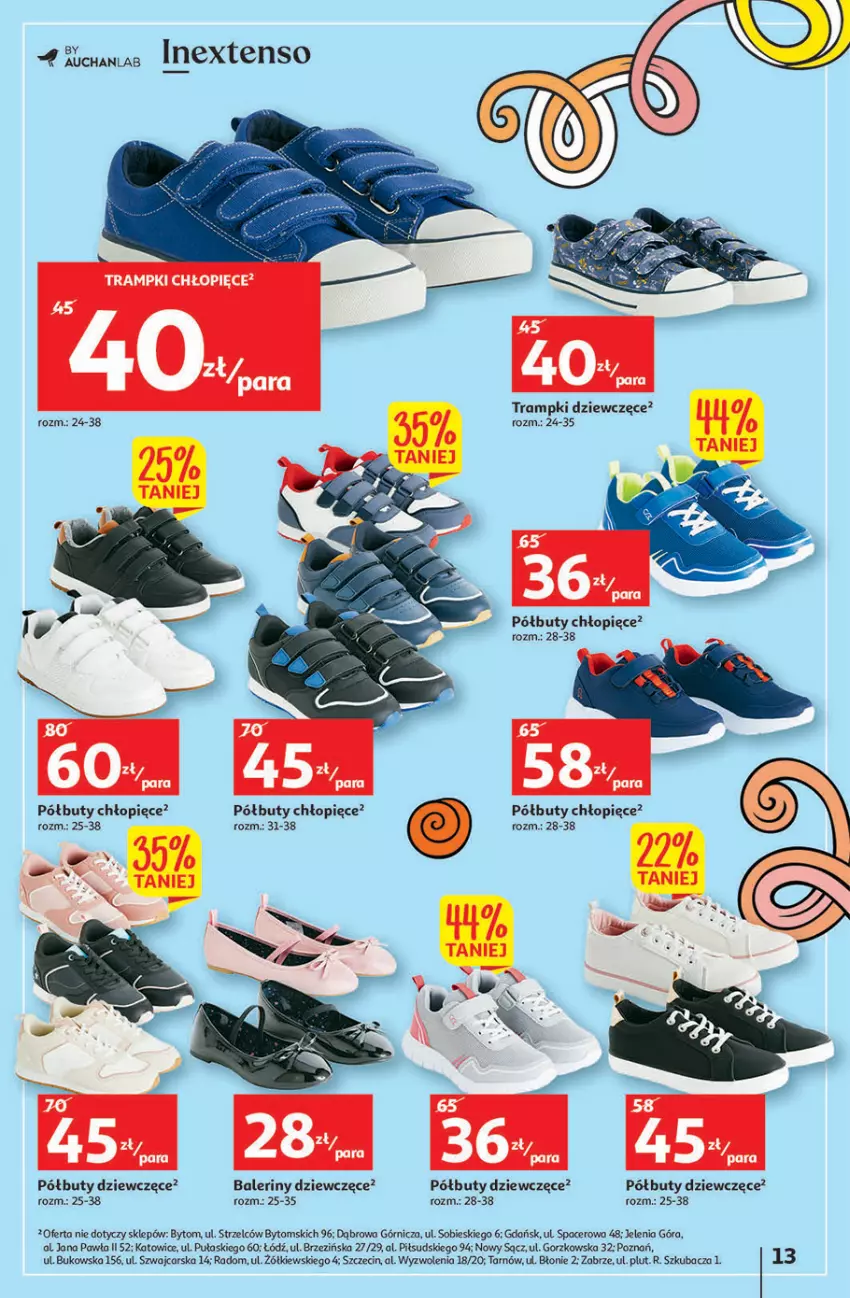 Gazetka promocyjna Auchan - Szkoła oszczędzania Hipermarkety 25-31.08 - ważna 25.08 do 31.08.2022 - strona 13 - produkty: Acer, Baleriny, Buty, Cars, Półbuty, Trampki