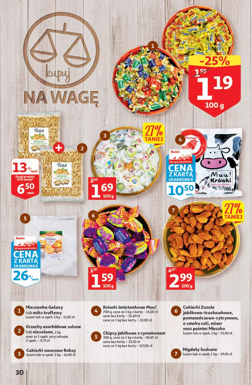 Gazetka promocyjna Auchan - Szkoła oszczędzania Hipermarkety 25-31.08 - ważna 25.08 do 31.08.2022 - strona 30 - produkty: Chipsy, Cukier, Cukierki, Gala, LG, Migdały